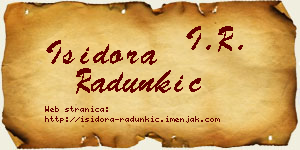 Isidora Radunkić vizit kartica